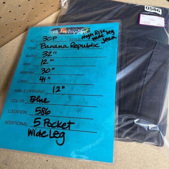 Banana Republic Trouser Wide Leg Jeans Womens 30P Blue High Rise Skater Classic - Picture 10 of 10